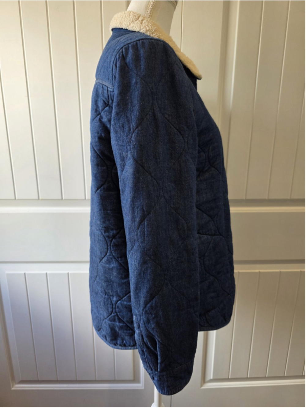Burton Grace Insulated Blue Denim Jacket Cream Sherpa Sz M Gorpcore Outdoor Hike - Picture 6 of 14